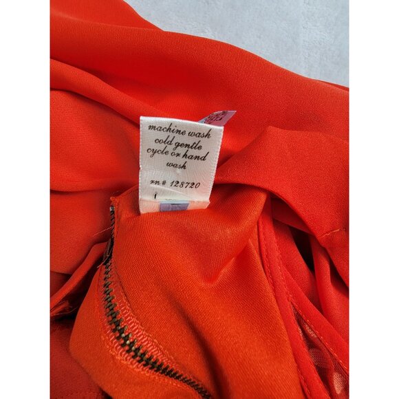 Moonlight Womens Sleeveless Orange A-Line Dress Medium V-Neck Sheer Side Panels - Picture 5 of 9